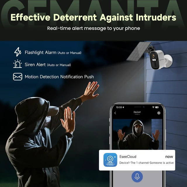Alt view image 7 of 7 - 2.5K Security Camera Wireless Outdoor,Cameras for Home Security | Free Cloud Storage,2.4G/5Ghz WiFi, AI Motion Detection with Spotlight & Siren Alarm, Color Night Vision, Weatherproof