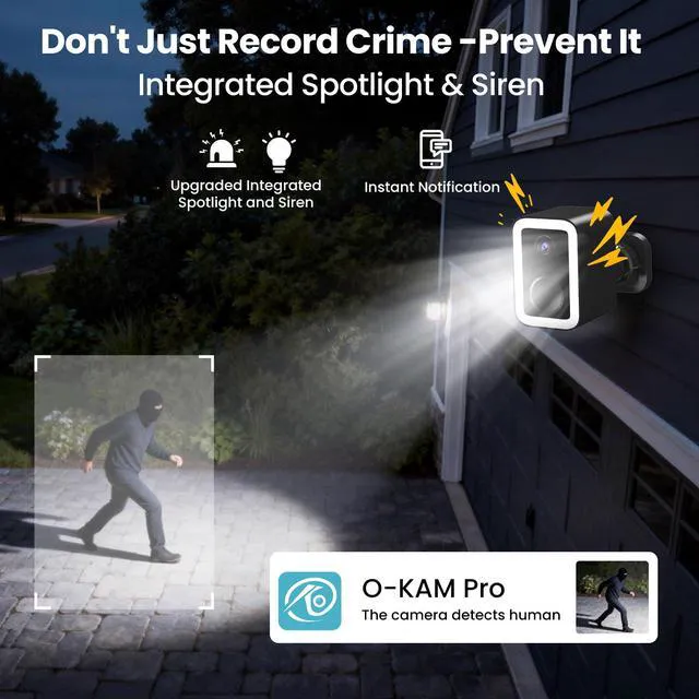 Alt view image 4 of 7 - 2 Pack Security Cameras Wireless Outdoor, Color Night Vision Even in the Dark, AI Motion Detection & Spotlight Siren Alarm, 2-Way Audio Battery Powered Camera for Home Security