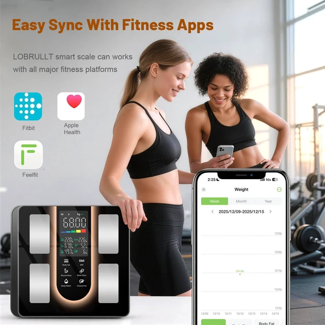 Alt view image 5 of 7 - Smart Scale for Body Weight: BMI & Body Fat, 23 Metrics,5.8" Large Display | Bathroom Scale with Muscle Mass,Bluetooth Sync,Digital Scale for Health-Conscious Users,Accurate Tracking, 400lbs