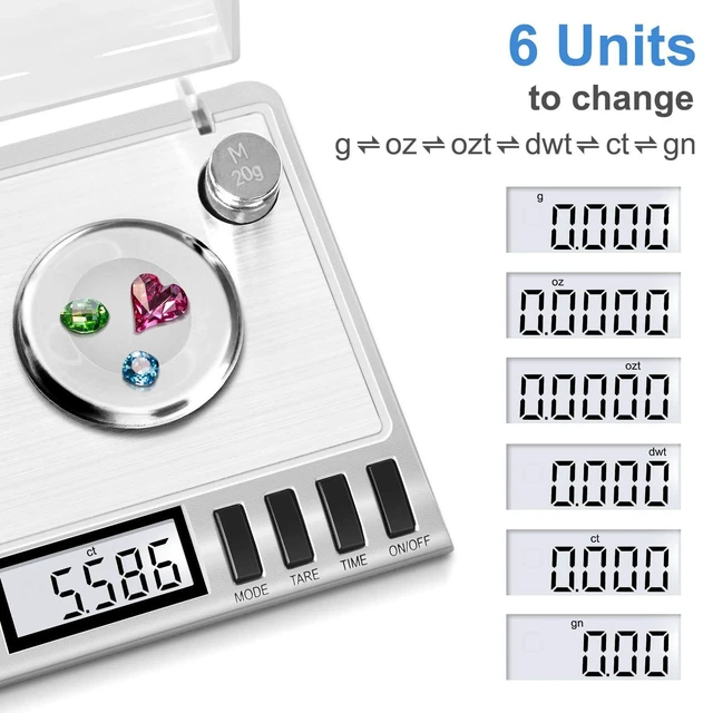 Alt view image 3 of 7 - Digital Milligram Scale, 50g/0.001g Powder Scale with 6 Accessories | Includes Calibration Weights, Mg Scale for Powder, Supplement, Jewelry, Capsule Filling, Reloading
