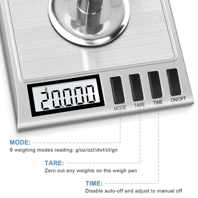 Alt view image 6 of 7 - Digital Milligram Scale, 50g/0.001g Powder Scale with 6 Accessories | Includes Calibration Weights, Mg Scale for Powder, Supplement, Jewelry, Capsule Filling, Reloading