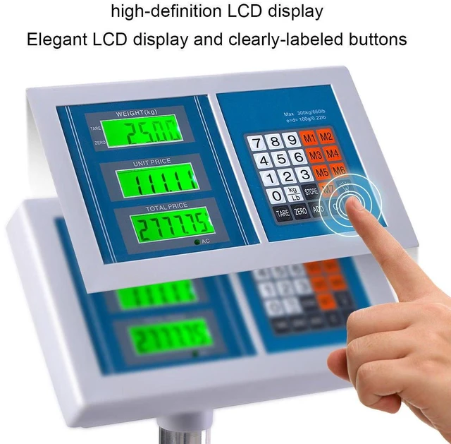 Alt view image 3 of 7 - 660lbs Weight Computing Digital Scale Floor Platform Scale Postal Scale Accurate Shipping Mailing LB/KG Price Calculator Stainless Steel High-Definition Display Screen