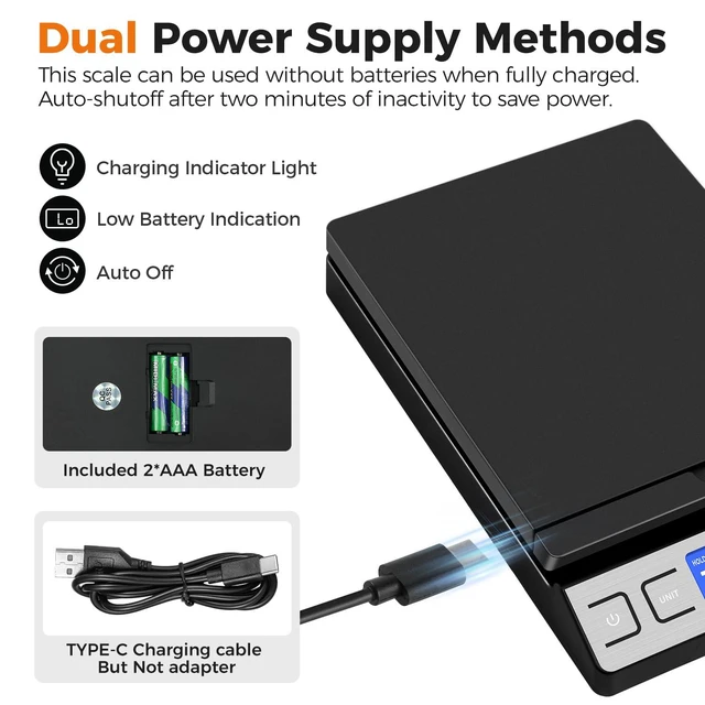 Alt view image 7 of 7 - Shipping Scale,High Accuracy 0.1oz,Digital Postal Scale,Mail Scale Featuring Envelope Flip Holder,Tare/Hold,Type-C/Battery,Shipping Scale for Packages Small Business Post Office,66lb-Black