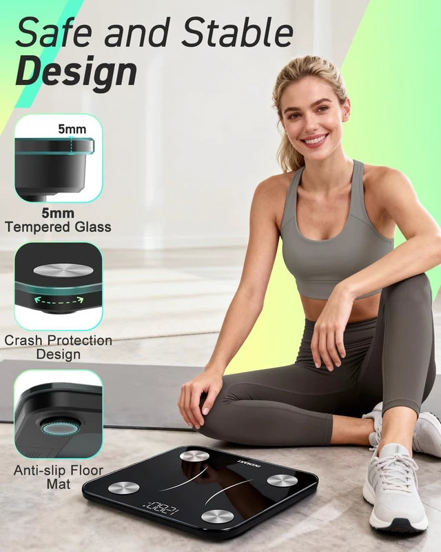 Alt view image 5 of 5 - Smart Scale for Body Weight, 0.1lb High Accuracy, 24 Metrics | Digital Bathroom Weight Scale for BMI, Muscle Mass, Body Fat Composition Analyzer Sync with App, LED Display, 400lbs, Black