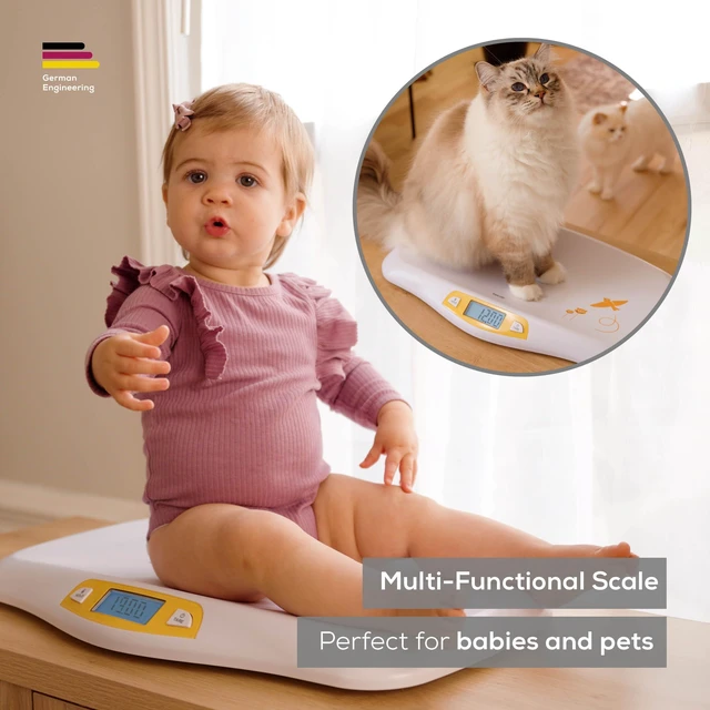 Alt view image 2 of 7 - BY80 Digital Baby Scale, Infant Scale for Weighing in Pounds, Ounces, or Kilograms up to 44 lbs with Hold Function, Pet Scale for Cats and Dogs Analysis