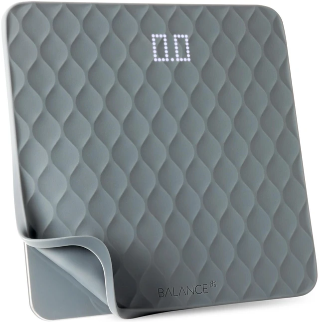 Main image of Designer Bathroom Scale: Non-Slip Silicone Cover, Hidden LED Display, Spot-On Precision, 400 lb Capacity (Gray)