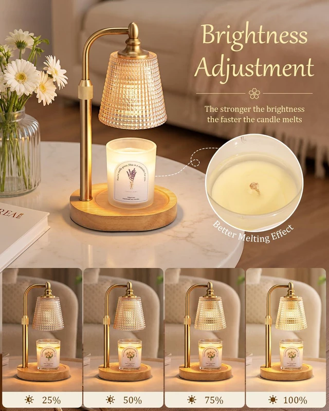 Alt view image 2 of 7 - Candle Warmer Lamp with Timer,Birthday Gifts for Women Mom Home Decor | Adjustable Height Dimmable,Office Bedroom Dorm Living Room Decor,House Warming Gifts for New Home,Wax Melt Warmer,Gold