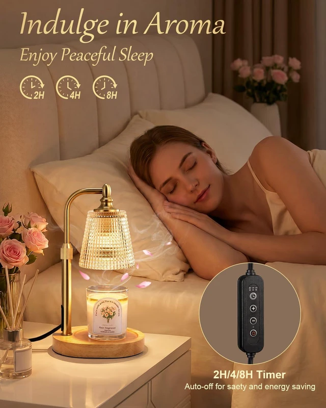 Alt view image 5 of 7 - Candle Warmer Lamp with Timer,Birthday Gifts for Women Mom Home Decor | Adjustable Height Dimmable,Office Bedroom Dorm Living Room Decor,House Warming Gifts for New Home,Wax Melt Warmer,Gold