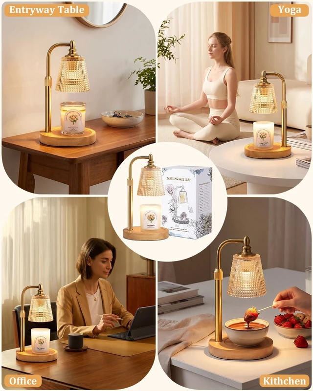 Alt view image 7 of 7 - Candle Warmer Lamp with Timer,Birthday Gifts for Women Mom Home Decor | Adjustable Height Dimmable,Office Bedroom Dorm Living Room Decor,House Warming Gifts for New Home,Wax Melt Warmer,Gold
