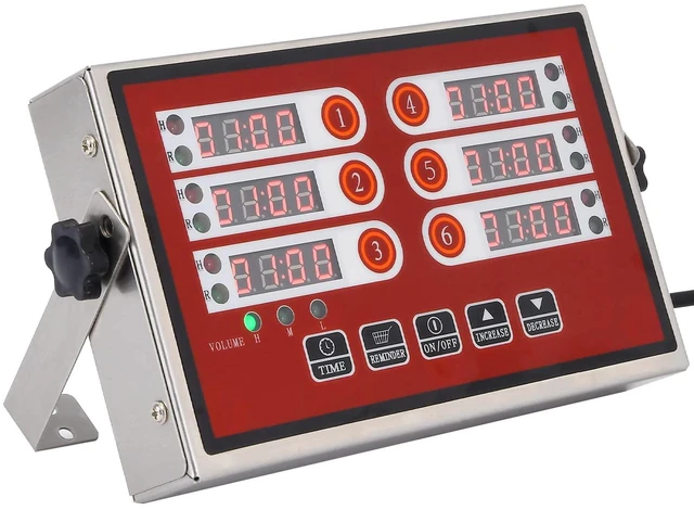 Alt view image 4 of 7 - Commercial 6 Channel Digital Kitchen Timer Loud Alarm Cook Timer | 6 Independent Channels, Stainless Steel Body, Loud Adjustable Alarm & Clear LED Display for Restaurant & Bakery Use