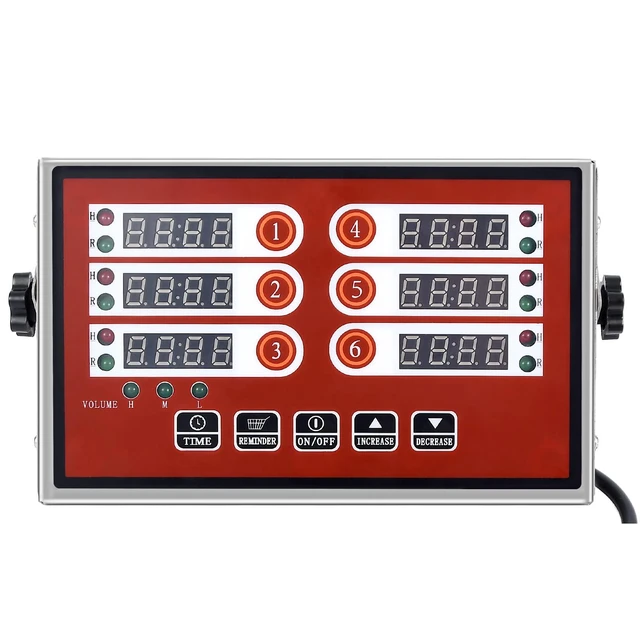 Alt view image 5 of 7 - Commercial 6 Channel Digital Kitchen Timer Loud Alarm Cook Timer | 6 Independent Channels, Stainless Steel Body, Loud Adjustable Alarm & Clear LED Display for Restaurant & Bakery Use