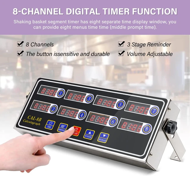 Alt view image 3 of 7 - Commercial Kitchen Timers for Cooking Manual Big Large Timer Digital Timer 8-Channel Digital Commercial Fryer Reminder with Loud Alarm for Boiling Eggs