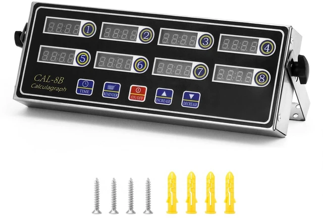 Main image of Digital Kitchen Timer - 8-Channel Multi-Timer with Waterproof Panel, Adjustable Volume