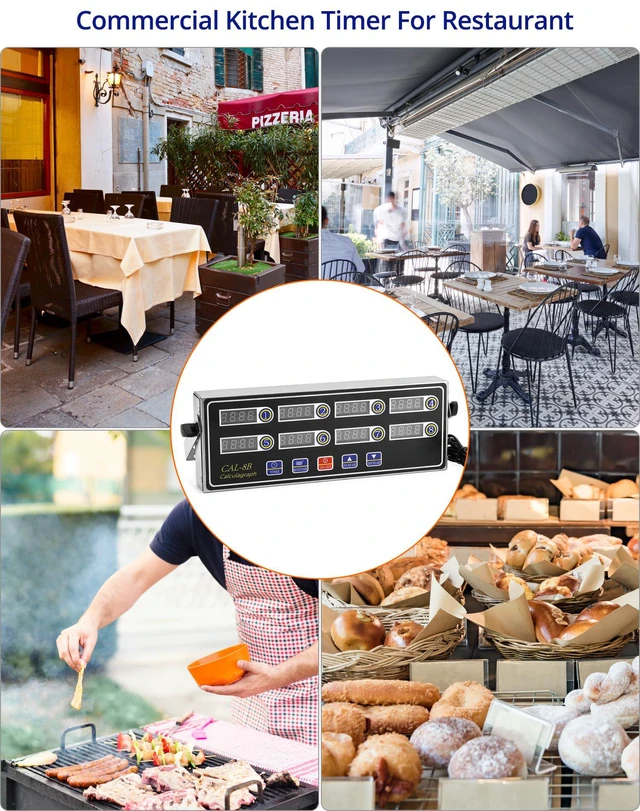 Alt view image 6 of 7 - Digital Kitchen Timer - 8-Channel Multi-Timer with Waterproof Panel, Adjustable Volume