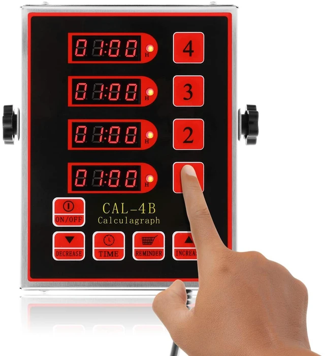 Main image of 4-Channel Kitchen Timer for Restaurant Digital Cooking Timer | Adjustable Loud Alarm, Commercial Countdown Food Timer, Fryer Timing Reminder, Stainless Steel Waterproof Button Control