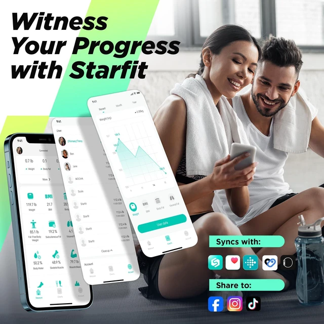 Alt view image 5 of 7 - Smart Scale for Body Weight, High Accuracy Digital Bathroom Scale with Large Display for BMI Muscle Mass Heart Rate, 22 Body Composition Analyzer Sync with Fitness App, 400lb