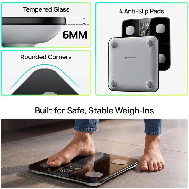 Alt view image 6 of 7 - Smart Scale for Body Weight, High Accuracy Digital Bathroom Scale with Large Display for BMI Muscle Mass Heart Rate, 22 Body Composition Analyzer Sync with Fitness App, 400lb
