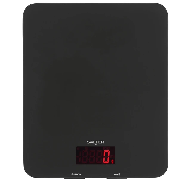 Alt view image 7 of 7 - 1150 BKDR Digital Kitchen Scales, Stylish Glass Design, Cooking Scale for Home/Kitchen, Measures Liquids & Fluids, Metric/Imperial, Add & Weigh Function, Red Easy Read Display, Black