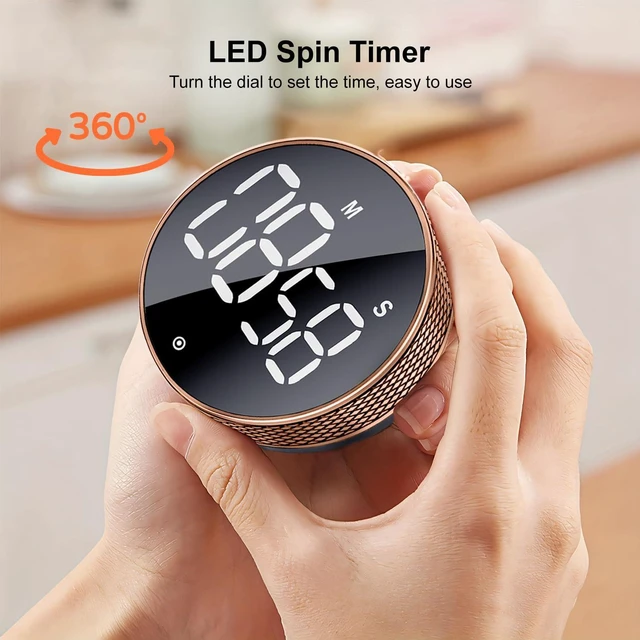 Alt view image 2 of 7 - Kitchen Timer with LED Digital Display Smart Efficana for Home Classroom Gym Office, Volume and Brightness Adjustable Productivity Timer (Rose Gold)