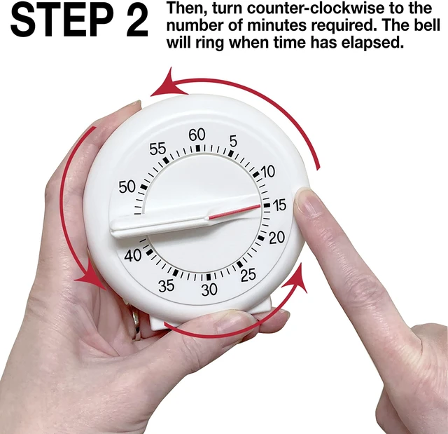Alt view image 3 of 3 - New 60 Minute Kitchen Timer With Long Ring 3.5"/9cm Easy To Read Operate