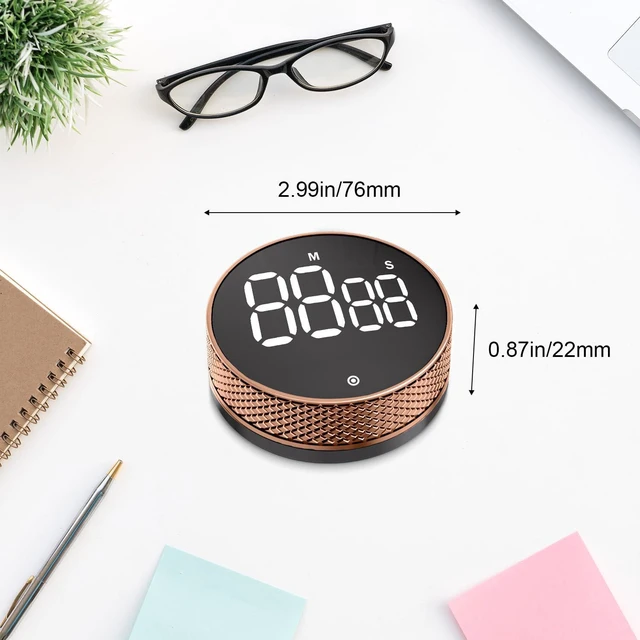 Alt view image 4 of 7 - Kitchen Timer with LED Digital Display Smart Efficana for Home Classroom Gym Office, Volume and Brightness Adjustable Productivity Timer (Rose Gold)