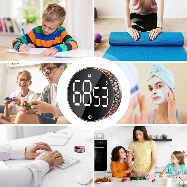 Alt view image 6 of 7 - Kitchen Timer with LED Digital Display Smart Efficana for Home Classroom Gym Office, Volume and Brightness Adjustable Productivity Timer (Rose Gold)