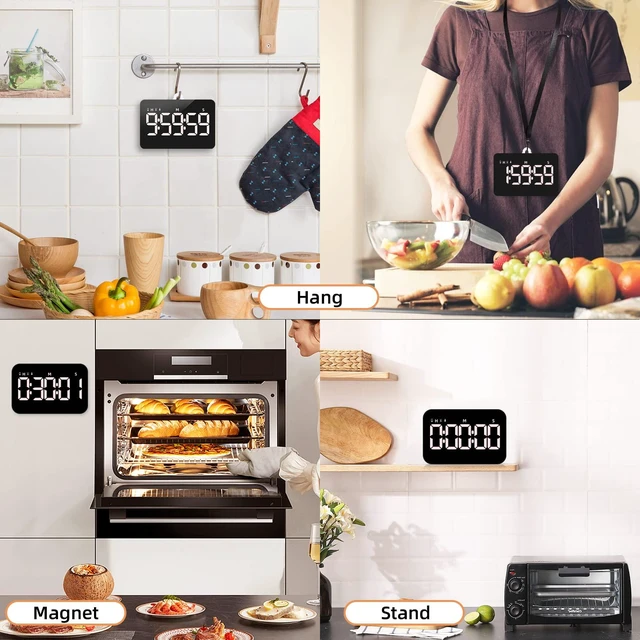 Alt view image 5 of 7 - Rechargeable Digital Kitchen Timer for Cooking, Magnetic Timers with Countdown/up, Kids Timer with 5LED Display 3 Brightness 4 Volume Adjustable for Classroom/Office/Home/Work/Study/Fitness/Game