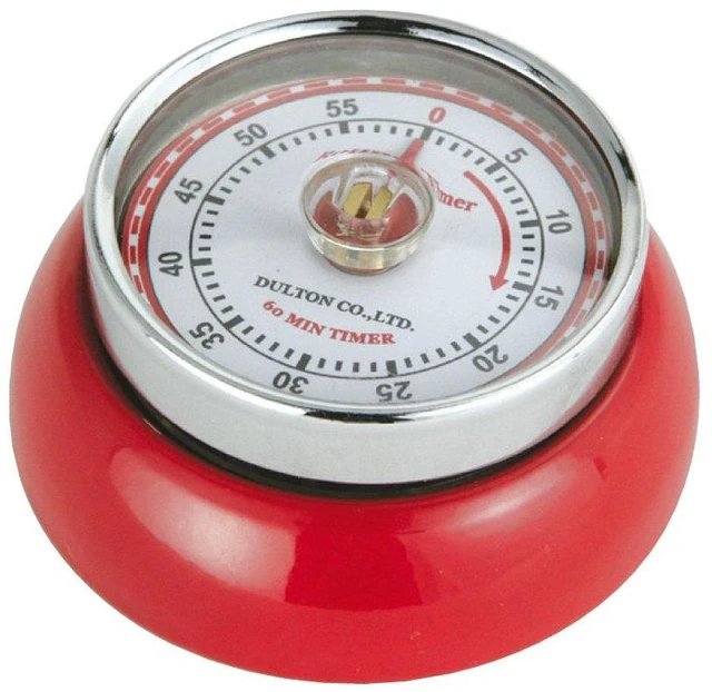 Main image of Magnetic Retro Kitchen Timer, Classic Mechanical Cooking Timer (Red), 2.75-Inch