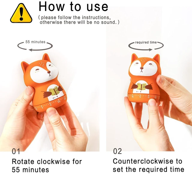Alt view image 2 of 7 - 2pcs Cute Kitchen Timer for Kids,Mechanical Egg Timer for Cooking. | Cute Animal Design 60 Minutes Manual Countdown Timers,No Battery Wind Up Timer for Classroom,Cooking,Home & Study.