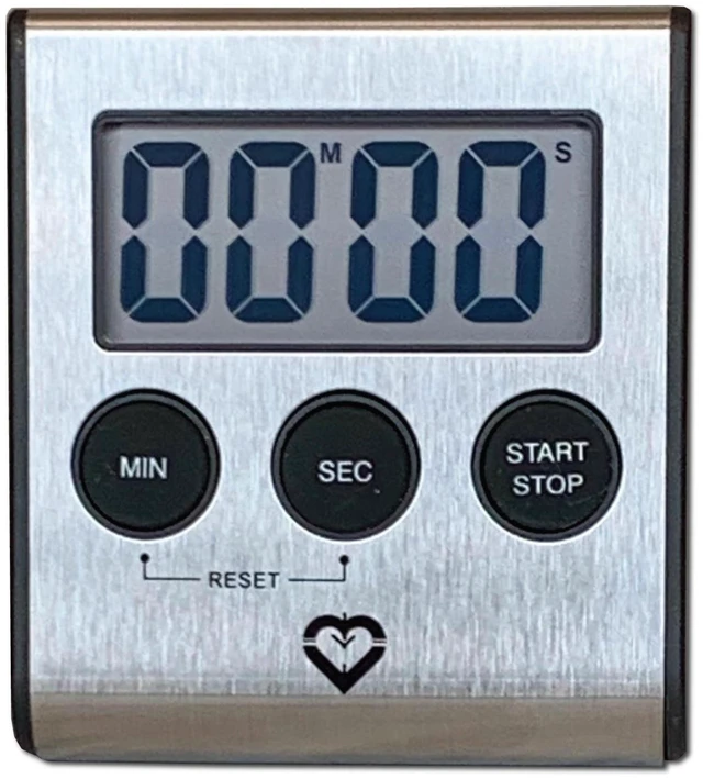 Main image of Premium Stainless Steel Digital Kitchen Timer Ultra-Strong Magnetic Back, Fold-Out Desk Stand, Effortless One-Touch Setup, Extra-Loud Alarm, Oversized Display, Auto Memory, Auto Shut-Off (1)