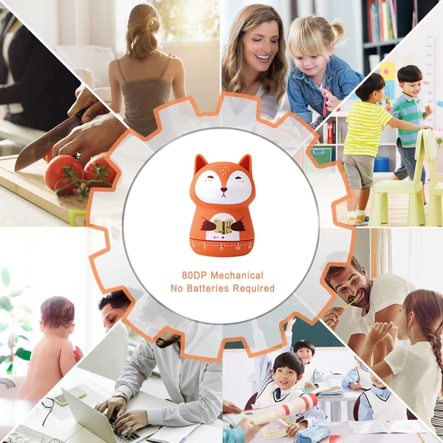 Alt view image 3 of 7 - 2pcs Cute Kitchen Timer for Kids,Mechanical Egg Timer for Cooking. | Cute Animal Design 60 Minutes Manual Countdown Timers,No Battery Wind Up Timer for Classroom,Cooking,Home & Study.