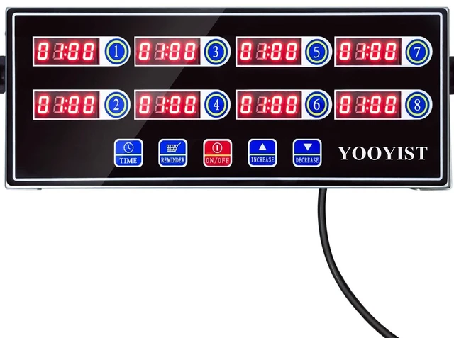 Main image of Precision Kitchen Timers for Cooking 8 Channel Commercial Kitchen Timer Restaurant Kitchen Supplies Stainless Steel Digital LED Chef Cooking Timer Reminder Function, Loud Alarm, Black