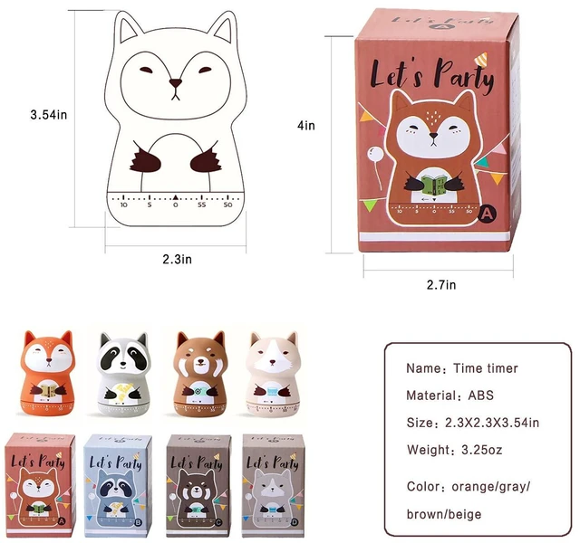 Alt view image 6 of 7 - 2pcs Cute Kitchen Timer for Kids,Mechanical Egg Timer for Cooking. | Cute Animal Design 60 Minutes Manual Countdown Timers,No Battery Wind Up Timer for Classroom,Cooking,Home & Study.