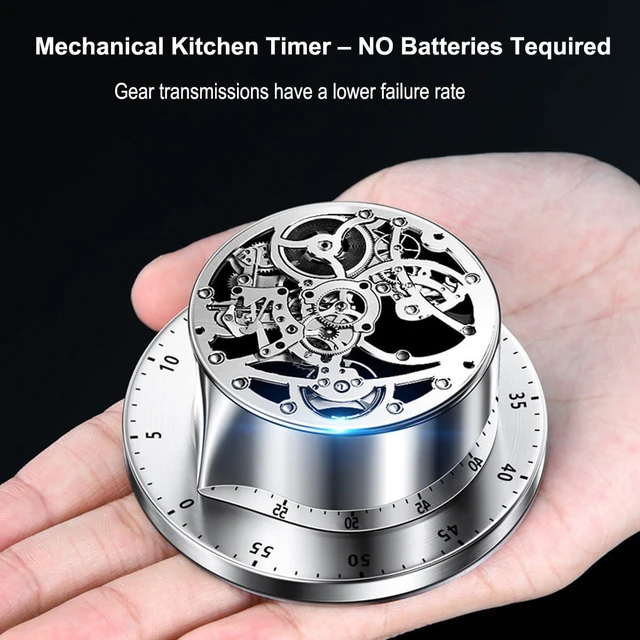 Alt view image 6 of 7 - Mechanical Kitchen Timer Countdown Magnetic Stainless Steel for Egg Cooking