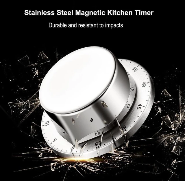 Alt view image 7 of 7 - Mechanical Kitchen Timer Countdown Magnetic Stainless Steel for Egg Cooking