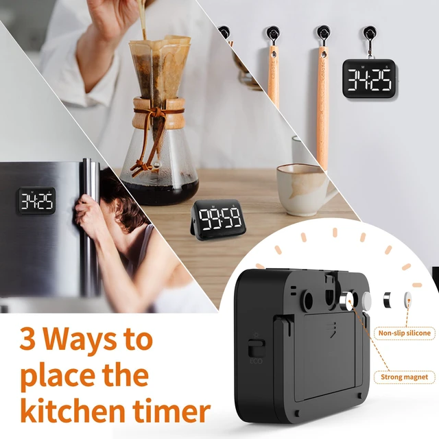Alt view image 6 of 6 - Digital Kitchen Timer, Magnetic Large Display for Cooking & Classroom | 99-Min Countdown & Count Up Timer, Adjustable Brightness & Volume, Battery Powered, For Teachers, Kids, Baking & Study