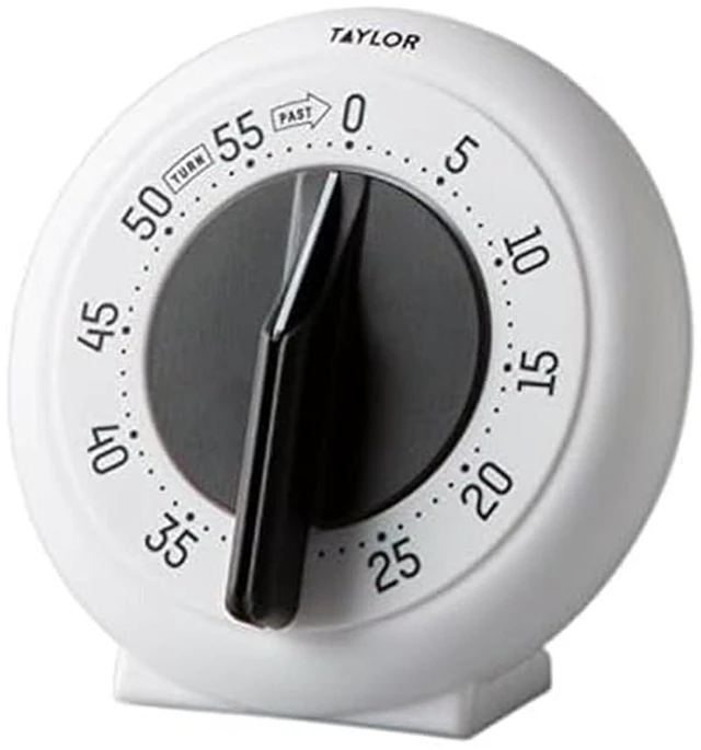 Main image of Mechanical Long Ring Timer | Bold Easy-Read Numbers, Loud Ring Alert, No Battery Needed, White
