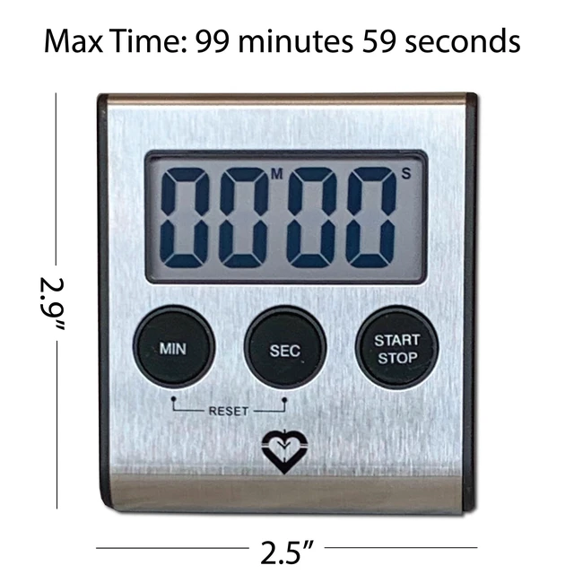 Alt view image 6 of 7 - Premium Stainless Steel Digital Kitchen Timer Ultra-Strong Magnetic Back, Fold-Out Desk Stand, Effortless One-Touch Setup, Extra-Loud Alarm, Oversized Display, Auto Memory, Auto Shut-Off (1)