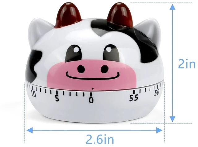 Alt view image 5 of 7 - Cute Kitchen Timer Mechanical Timer for Kids (White Cow)