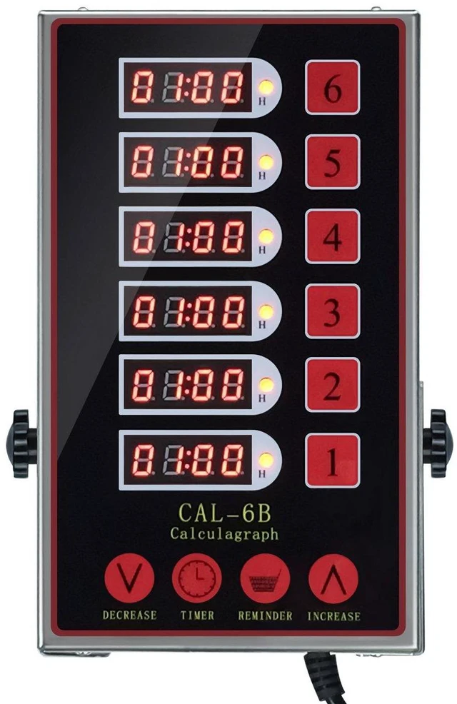 Main image of Commercial Kitchen Timer 6 Channel Digital Loud Alarm Cook Timer | 6 Independent Channels, Stainless Steel, Easy-to-Read LED Display for Restaurant