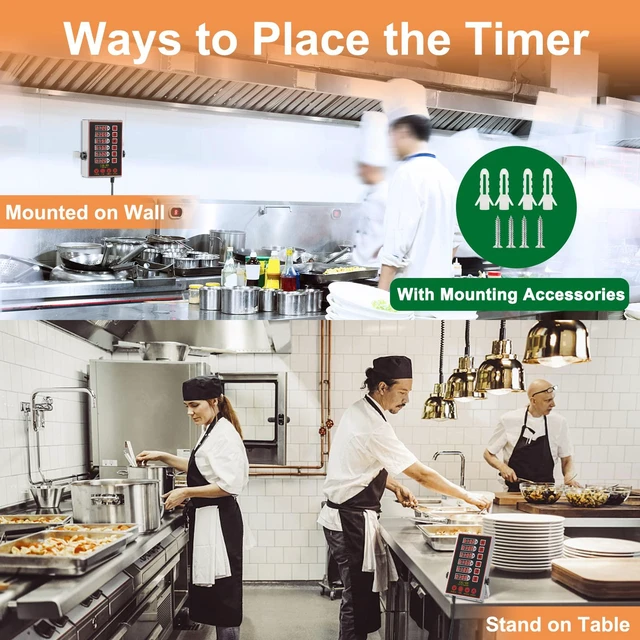 Alt view image 3 of 6 - Commercial Kitchen Timer 6 Channel Digital Loud Alarm Cook Timer | 6 Independent Channels, Stainless Steel, Easy-to-Read LED Display for Restaurant