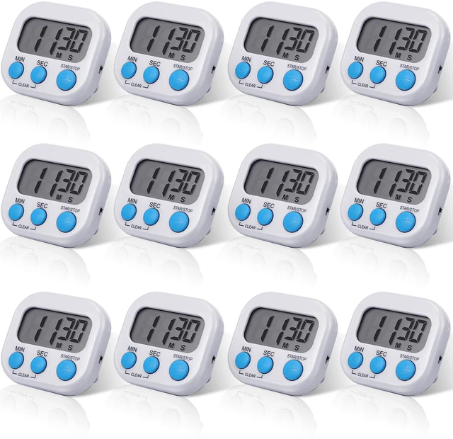 Main image of 12 Pcs Digital Kitchen Magnetic Timer Bulk Classroom Count up Countdown Egg Timer Cute Desk Stopwatch for Back to School Teacher Kids Cooking Office(White,Stylish Style)