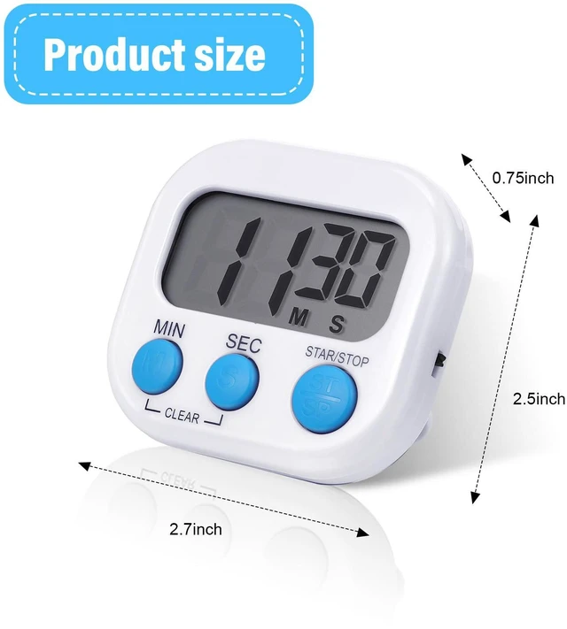 Alt view image 2 of 7 - 12 Pcs Digital Kitchen Magnetic Timer Bulk Classroom Count up Countdown Egg Timer Cute Desk Stopwatch for Back to School Teacher Kids Cooking Office(White,Stylish Style)