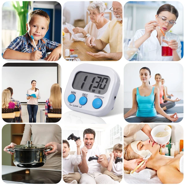 Alt view image 6 of 7 - 12 Pcs Digital Kitchen Magnetic Timer Bulk Classroom Count up Countdown Egg Timer Cute Desk Stopwatch for Back to School Teacher Kids Cooking Office(White,Stylish Style)