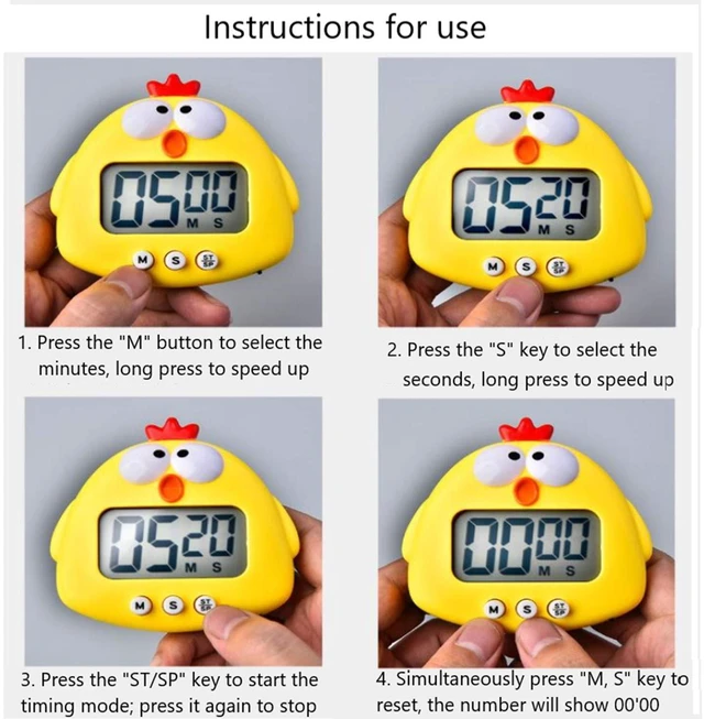 Alt view image 7 of 7 - Kitchen Timer, Cute Cartoon Animal Countdown, Digital Cooking Timer with Magnetic, LCD Large-Screen Visual Clock, Hangable Alarm Clock with Standfor Cooking Bake Sport Game (Timer-XG)