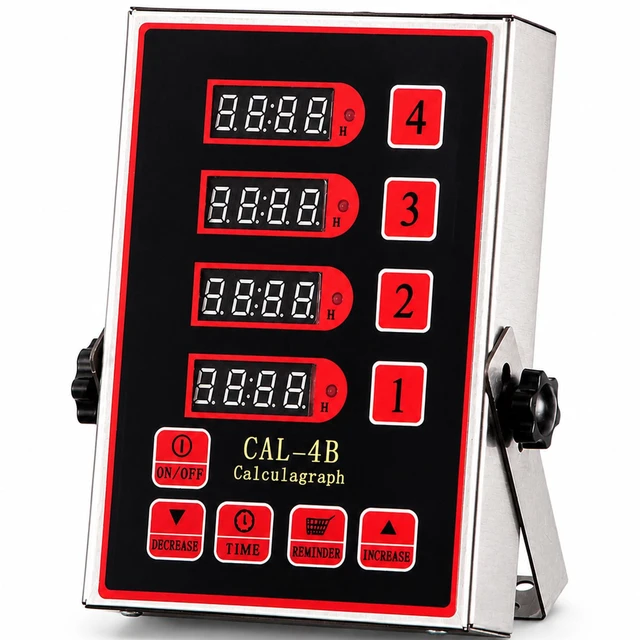 Main image of Commercial 4 Channels Digital Kitchen Timer, Calculagraph Fry Timer | Stainless Steel Commercial Timer Tracks 4 Events with a Loud Alarm and Digital Display for Restaurants, Fryers and Baking