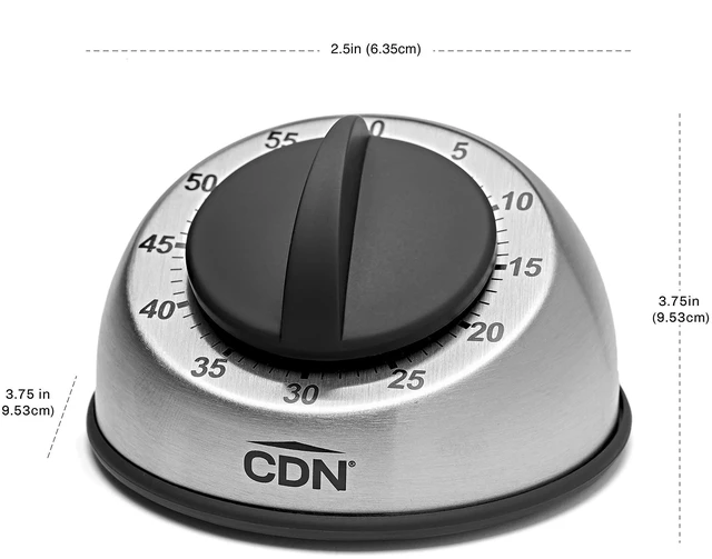 Alt view image 3 of 3 - Compact 60-Minute Mechanical Timer | Easy-to-Read 2.5 Dial | Loud 3-Second Alarm | Ideal for Cooking or Baking | Countertop or Wall Mountable | Silver Finish | MT1
