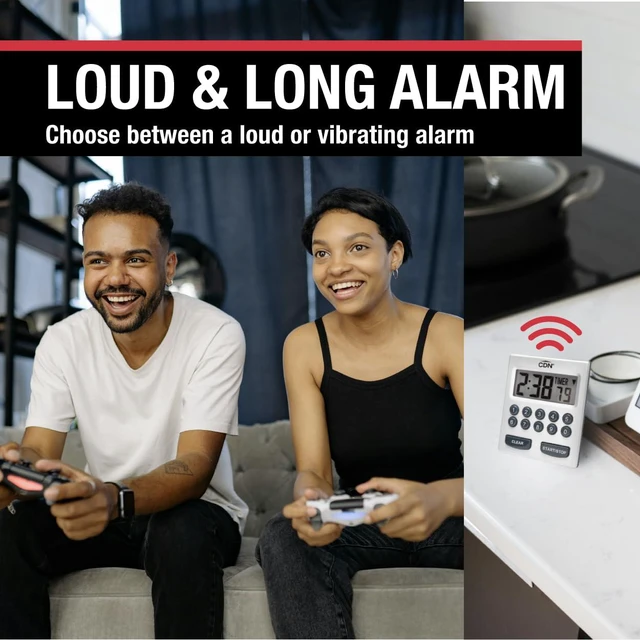 Alt view image 2 of 7 - Direct Entry 2- Alarm Digital Kitchen Timer | Counts Up & Down, 10 Hours by Hours, Minutes & Seconds, Big Digit, Loud & Long Audio/Vibrate Alarm, Stand, Hang, Magnet Mounting - TM30