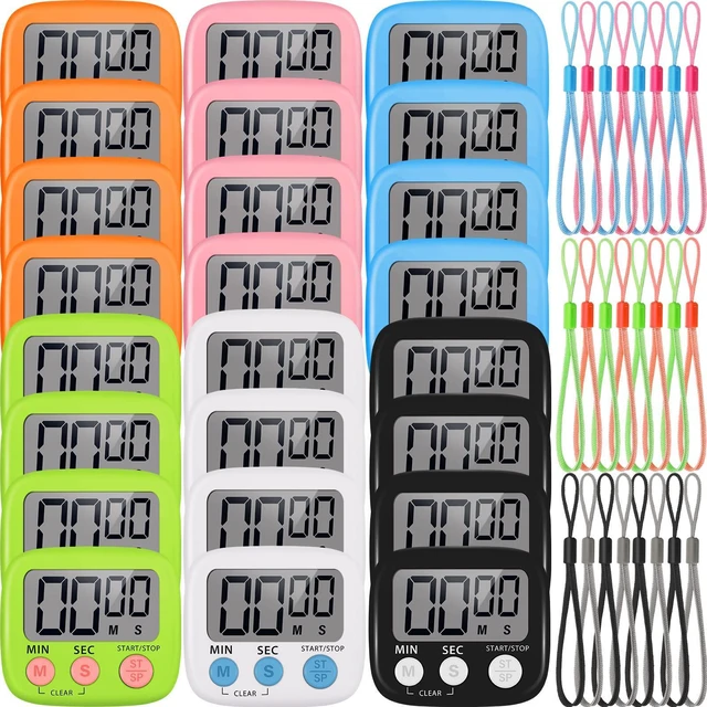 Main image of 24 Pcs Digital Kitchen Timer Magnetic LCD Alarm, Colorful | With Lanyard, for Teacher Classroom, Cooking Baking, Count up Countdown, Magnetic Switch, Big Display Loud Alarm