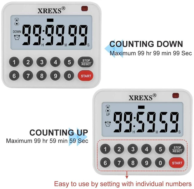 Alt view image 2 of 7 - Digital Kitchen Timer Magnetic Countdown Up Cooking Loud Alarm | Mute Optional Magnet and Stand, Large Display Classroom Timer for Teachers (2 Batteries Included) Upgraded Version